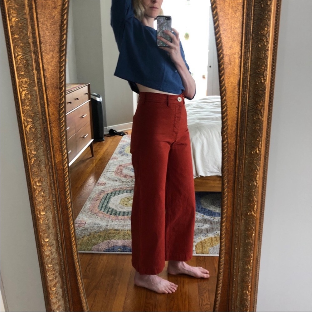 Jesse Kamm Red Wide Leg Pants - Picture 4 of 5